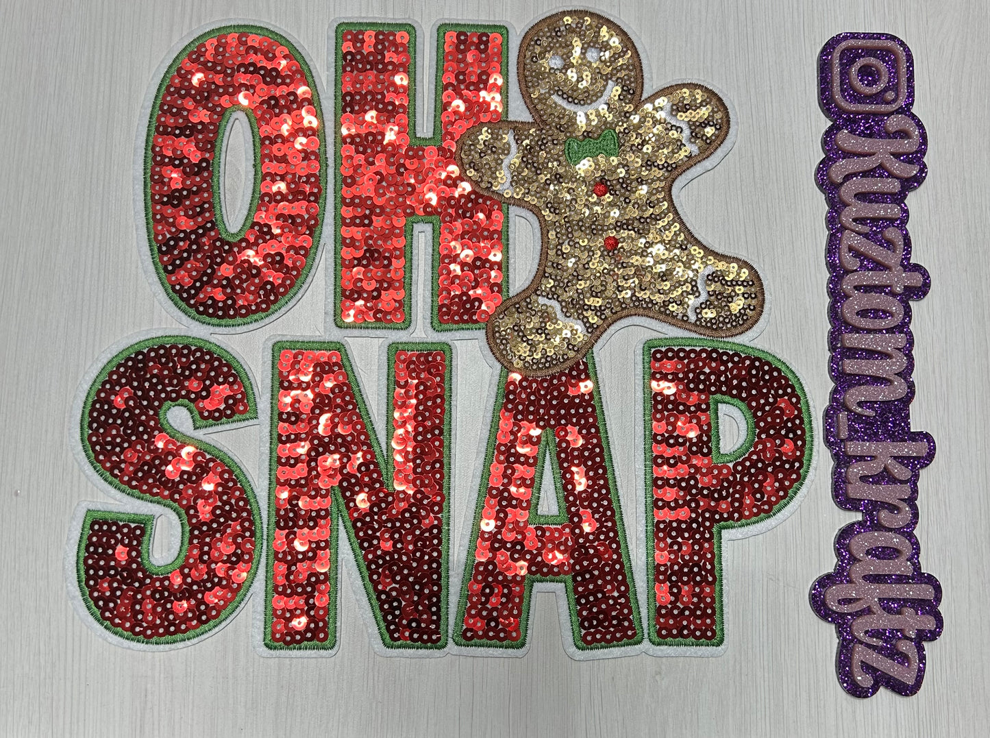 OH SNAP GINGERBREAD MAN SEQUIN PATCHES
