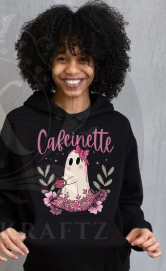 Cafeinette in pink letter