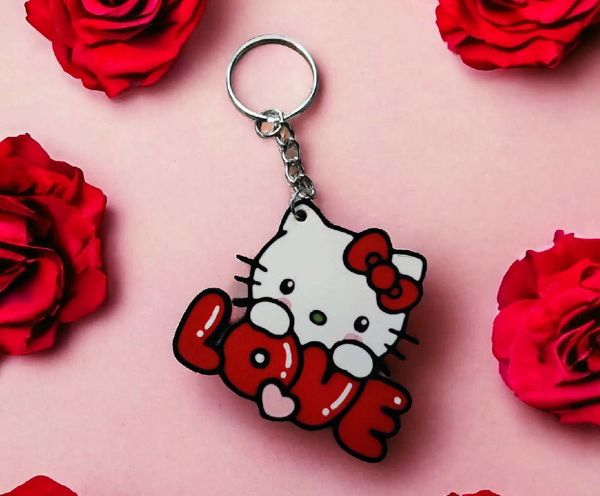 HELLO KITTY LOVE KEYCHAINS