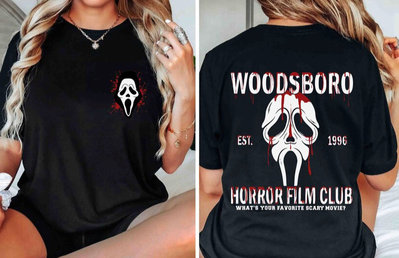 Scary face front and back DTF transfer