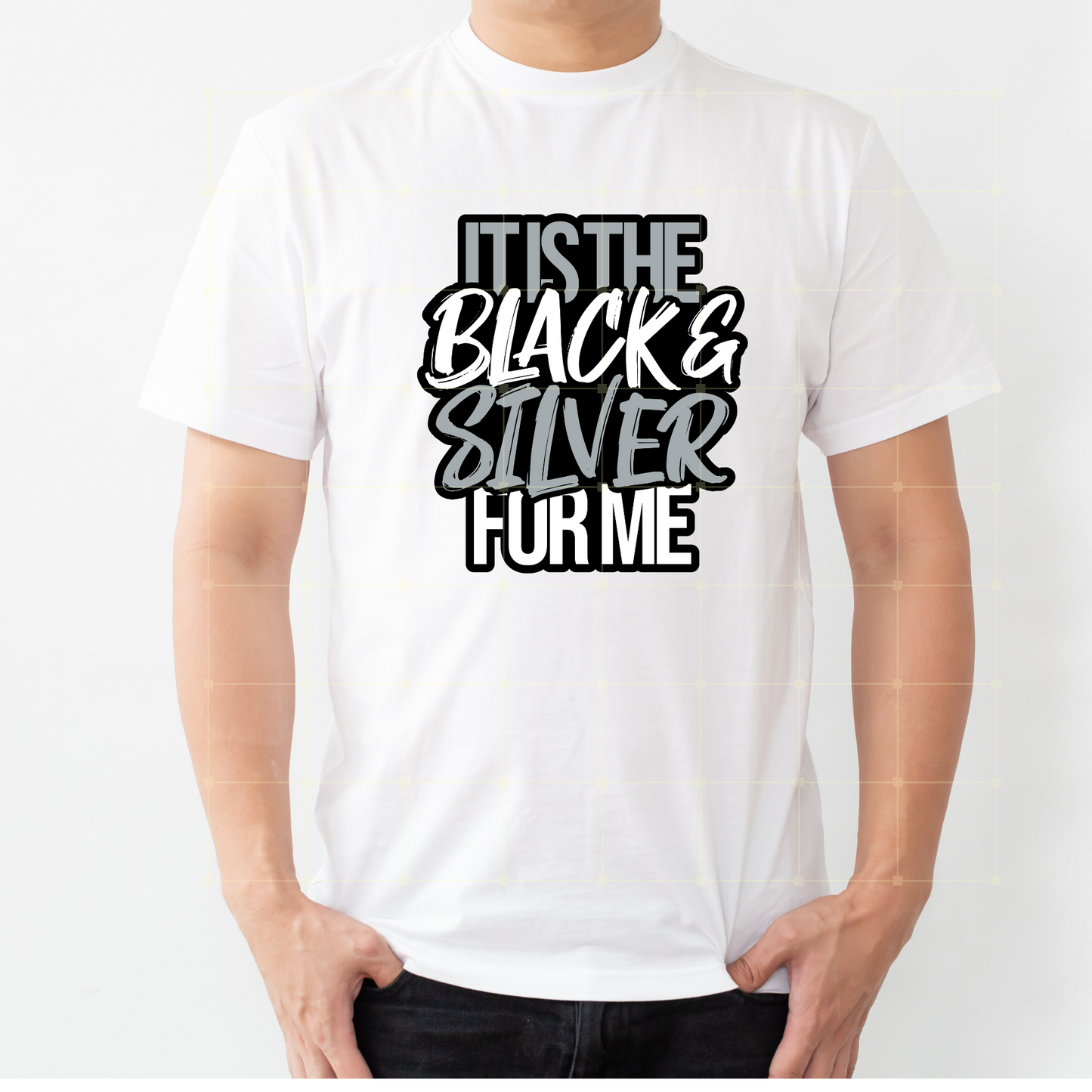 BLACK AND SILVER DTF TRANSFER