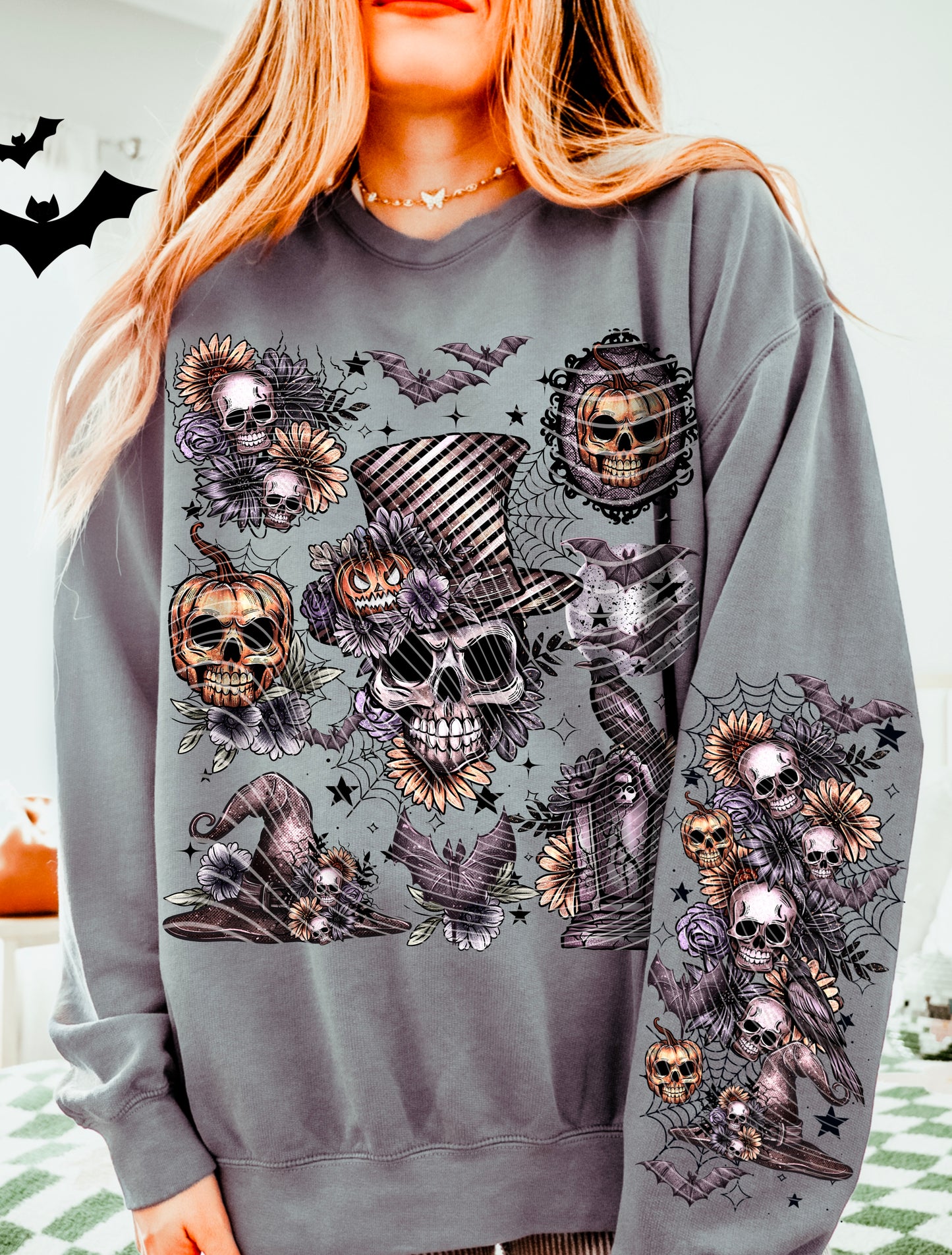 Top hat skull DTF transfers