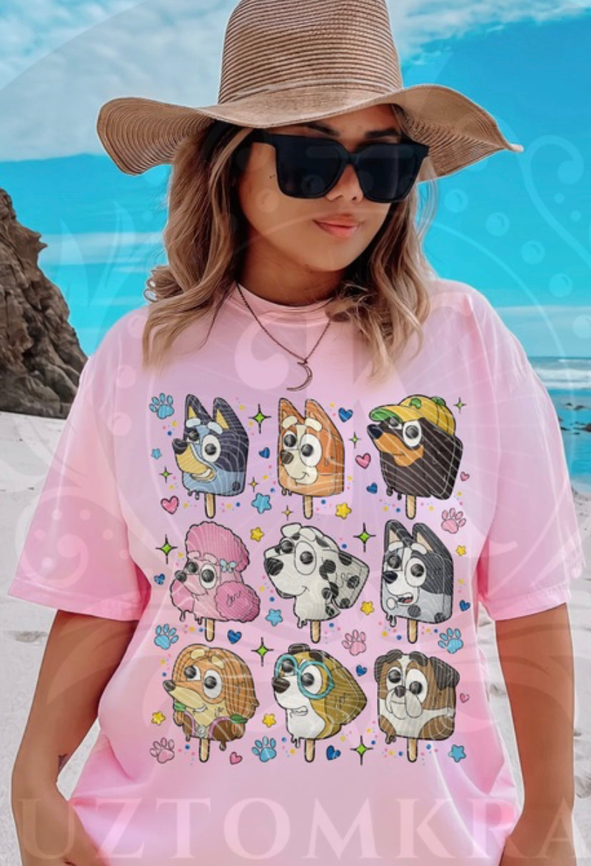 Dog and friends ice cream dtf transfers