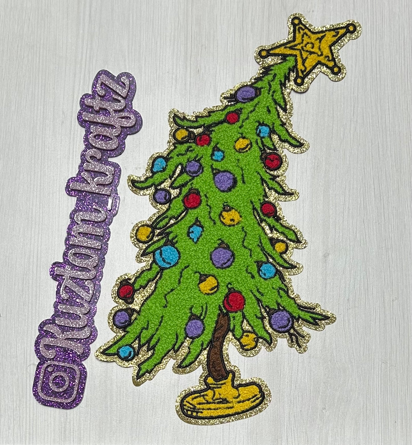 CHRISTMAS TREE CHENILLE PATCHES