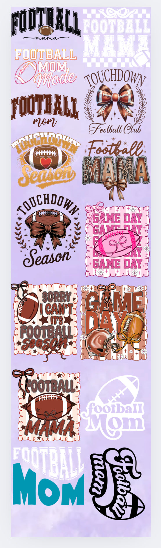 Premade football mom gang sheet