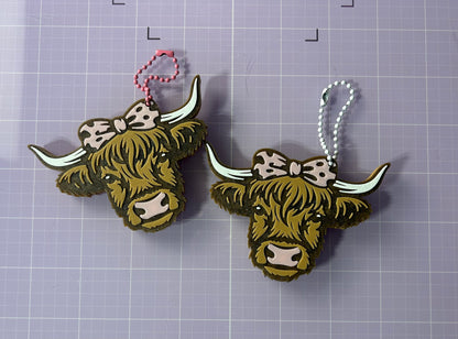 3-D printed Highlander cow can opener keychain