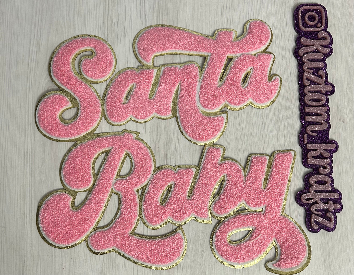 PINK SANTA BABY CHENILLE PATCHES & SEQUIN