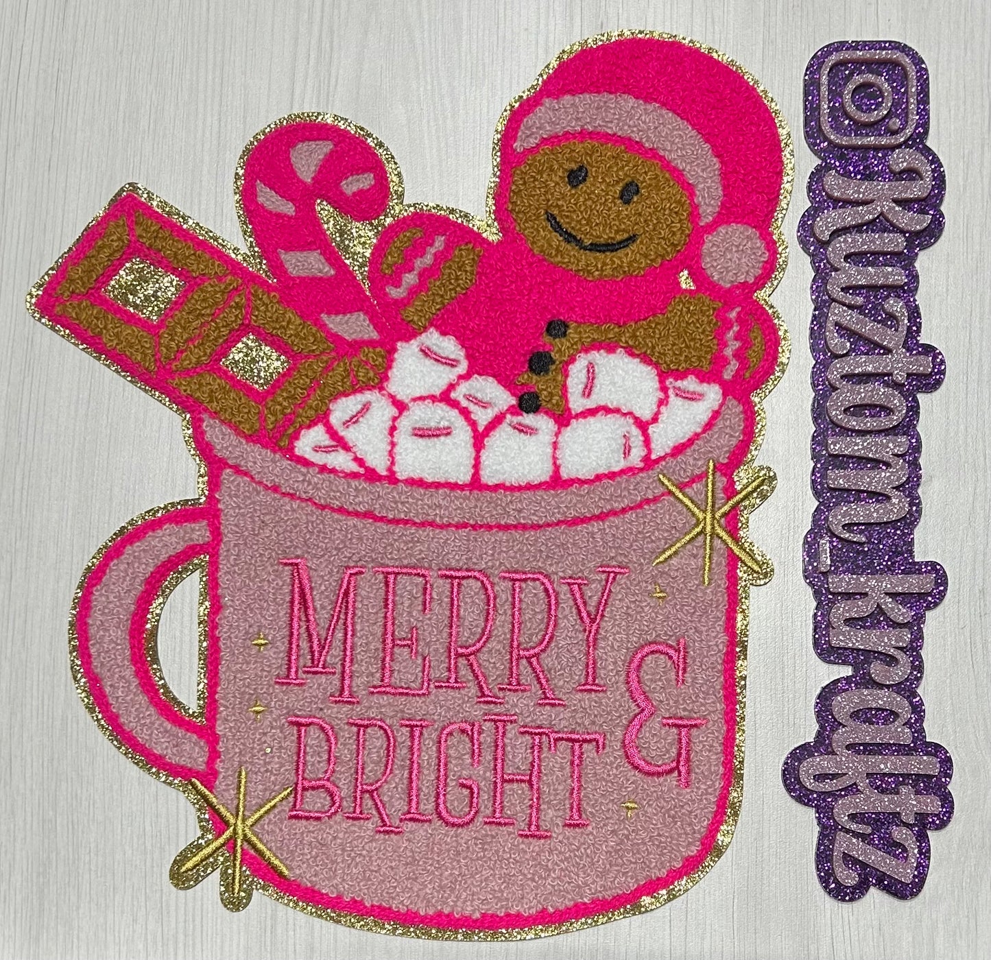 Hot chocolate gingerbread man chenille patches