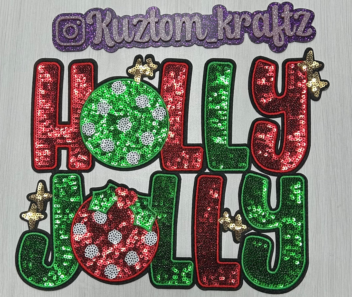 Holly Jolly sequin patches