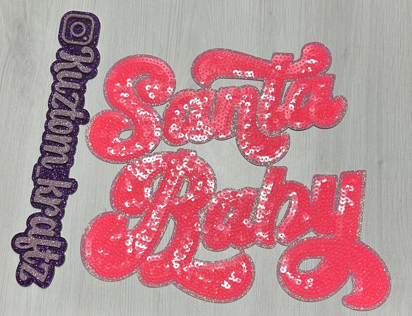 PINK SANTA BABY CHENILLE PATCHES & SEQUIN