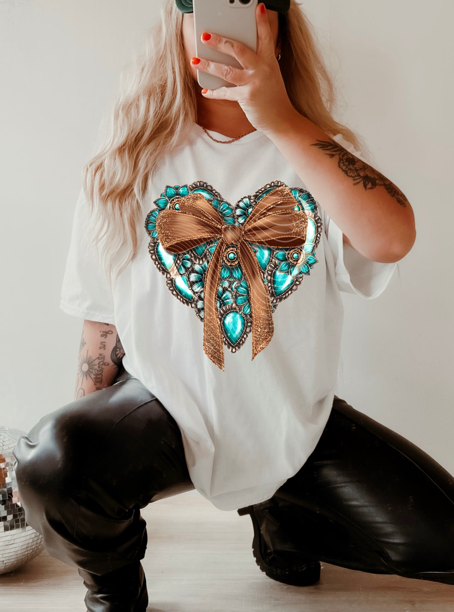 BLUE HEART WITH BOW DTF TRANSFER