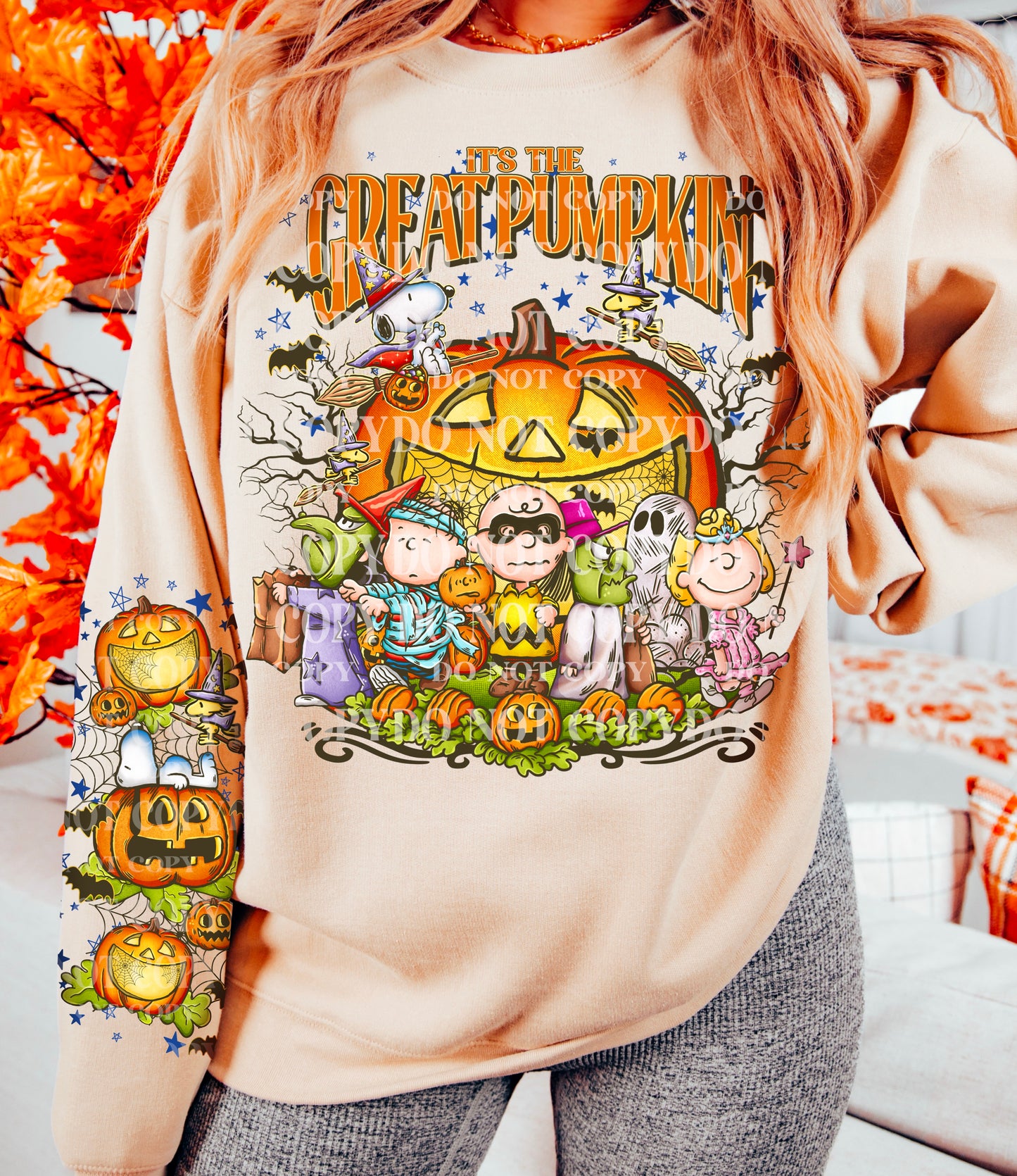 Great Pumpkin DTF Transfer with sleeve print