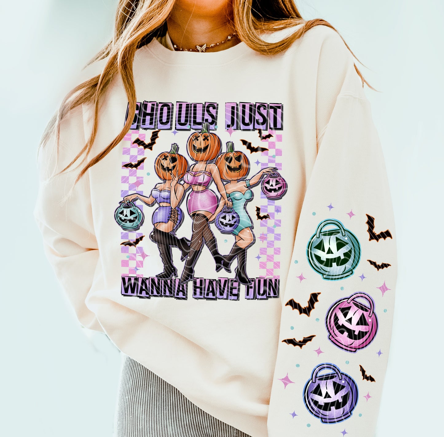Ghouls just wanna have fun DTF transfer with sleeve print