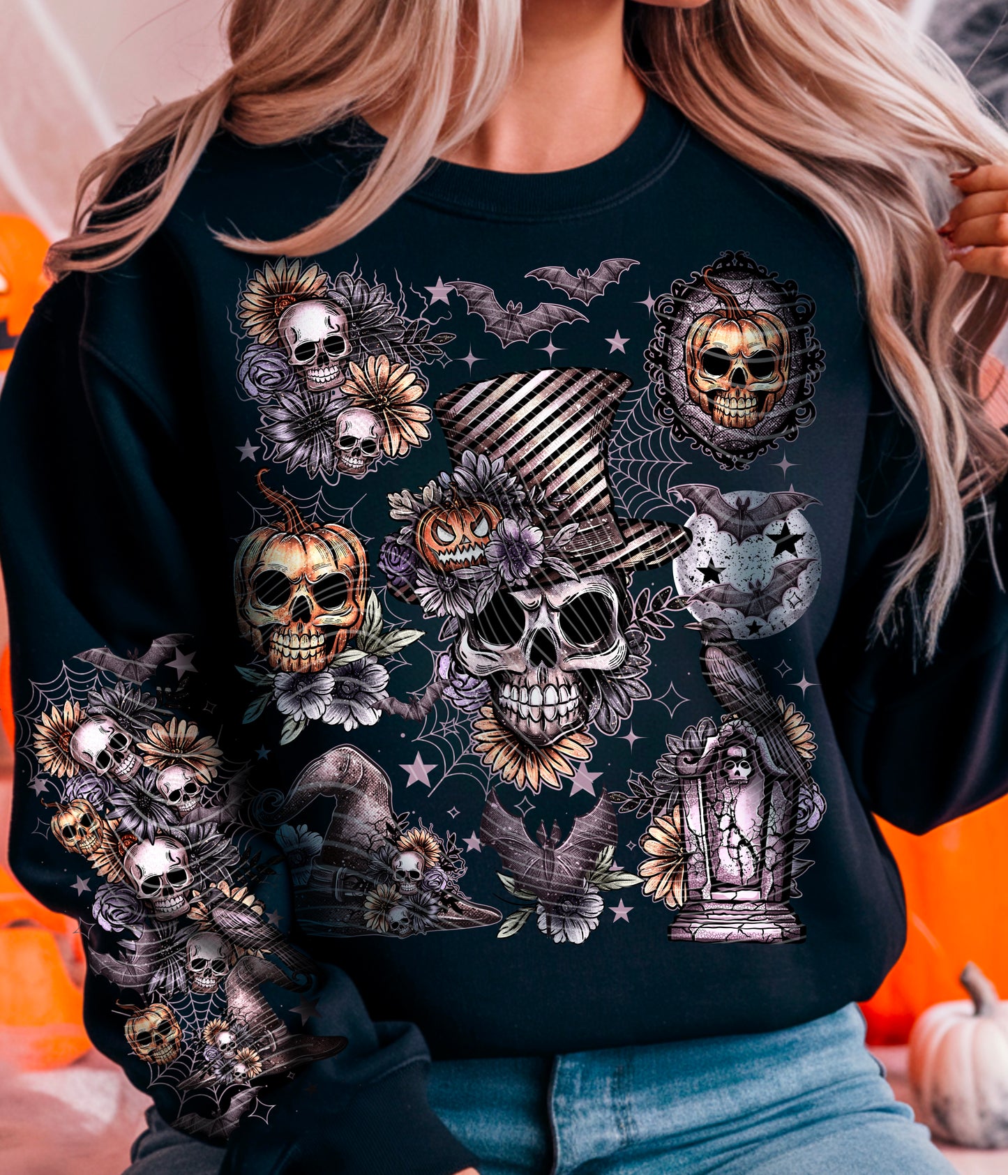 Top hat skull DTF transfers