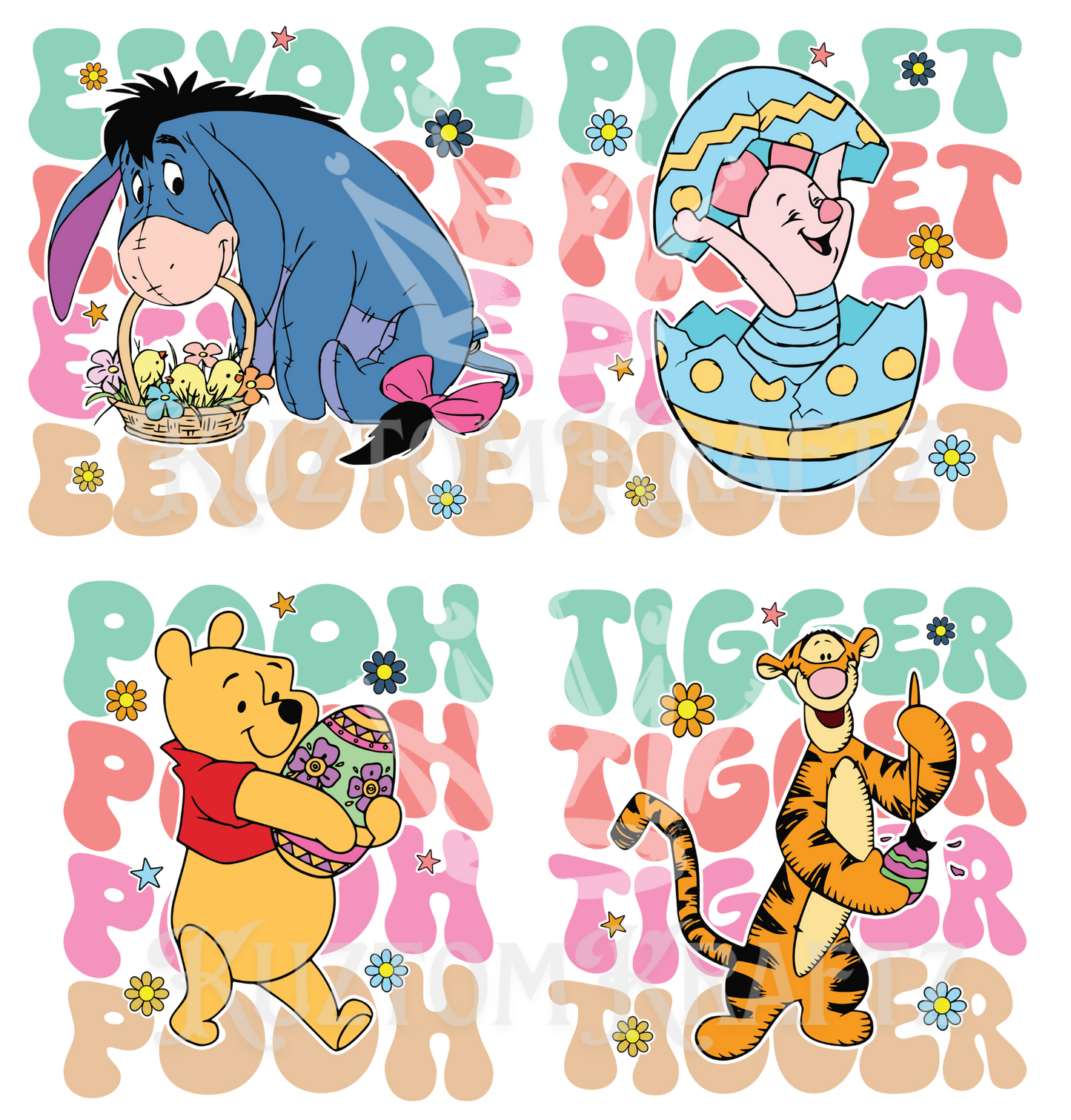 EASTER POOH AND FRIENDS PREMADE GANGSHEET
